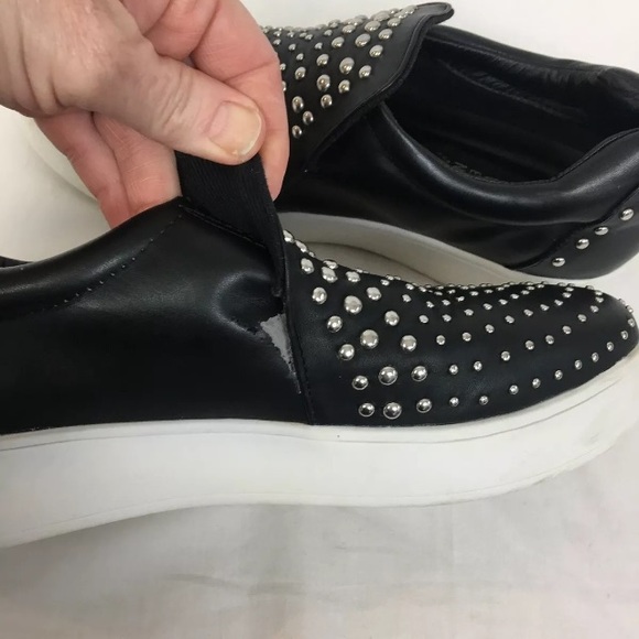 Steven Steve Madden Smash Studded Black Loafers - Picture 7 of 8